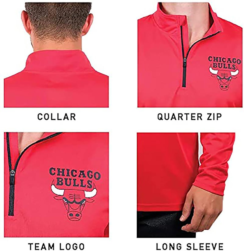 Ultra Game NBA Official Menâ€™s Quarter Zip Long Sleeve Pullover T-Shirt - Unisex, Denver Nuggets, Team Color, X-Large - Image 2
